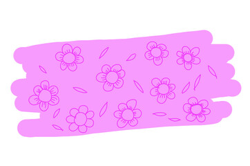 Pink floral tape hand PNG, transparent background, ideal for feminine, decorative, playful designs, adding texture and visual interest.
