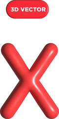 3D render Red X symbol