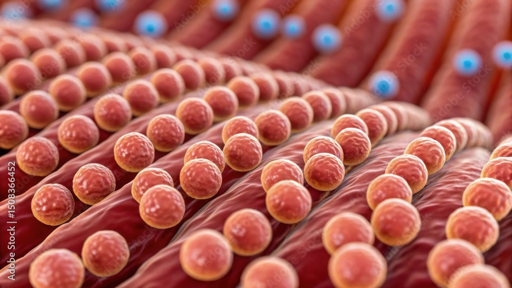 Poster leaky gut concept. microscopic view of interconnected cells and structures.