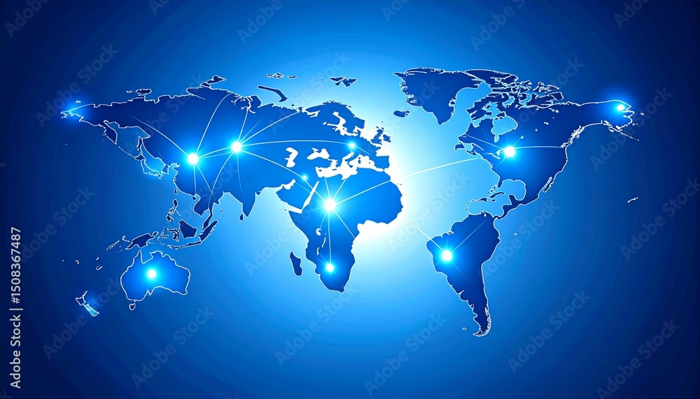 Aufkleber glowing abstract world map representing global network and connectivity