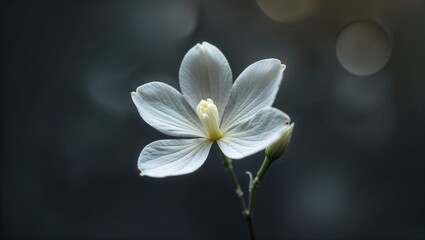 Fototapeta premium Elegant white flower on dark background