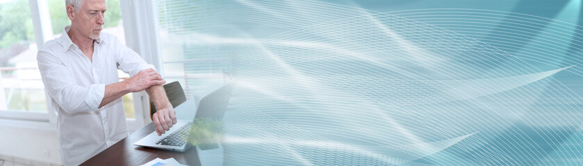 Businessman rolling up his sleeves; panoramic banner