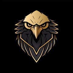 Gold and black eagle head logo vector design