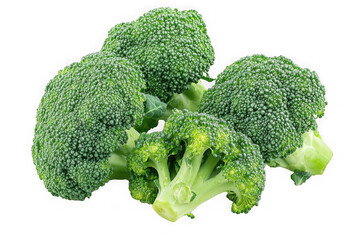 Fresh green broccoli florets isolated on transparent background