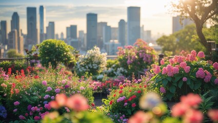 Fototapeta premium Cityscape garden view