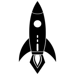 4th of July black silhouette rocket illustration, ideal for creative Independence Day posters and apparel designs.