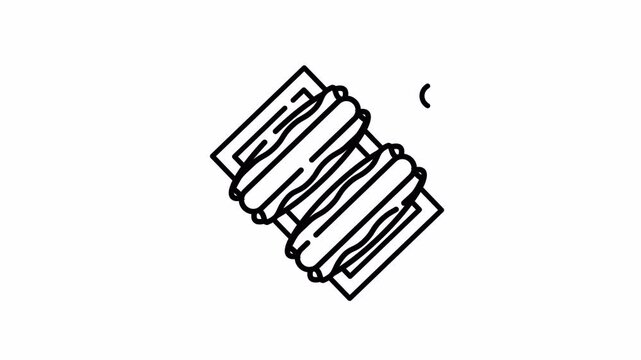 Line Art Animated Hotdog Icon