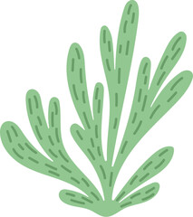 Cartoon underwater algae seaweed or sea coral reef kelp and, vector. Tropical undersea laminaria and underwater seaweed of sea and ocean seabed, green aquatic plant or ocean algae leaves