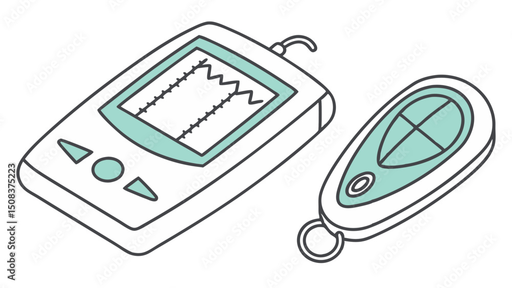 Poster smart medical monitoring vector illustration showing advanced health tracking device with digital in