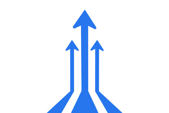 blue arrows growth graph on white background