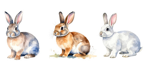 Cartoon watercolor illustration of rabbit. Animal clipart illustration.