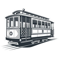 Vintage tram isolated on white background. Vector illustration. Eps 10.