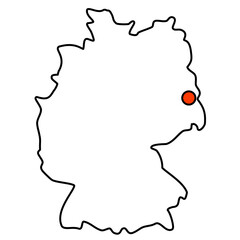 Deutschlandkarte mit Markierung von Cottbus