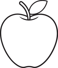 Food apple outline and silhouette Apple line art vector icon illustration on a transparent background