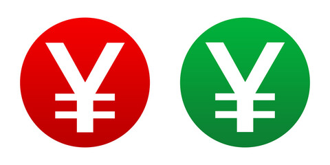 yen currency icon red green with circle shape png file element