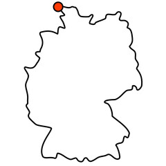 Deutschlandkarte mit Markierung von Sylt