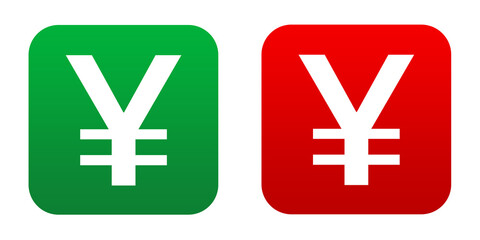 Fototapeta premium yen currency icon red green with square shape png file element