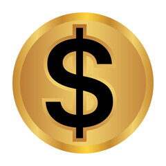Circle golden dollar sign coin element
