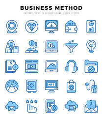 Business Method icons set. Collection of simple Two Color web icons.
