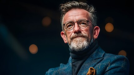 Confident speaker in blazer delivering a powerful message, leadership and inspiration in focus