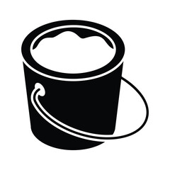 A stylish isometric icon representing a filled water bucket