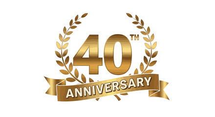 Golden 40th Anniversary Emblem with Laurel Wreath and Ribbon