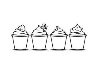 Hand drawn yogurt cup simple line design