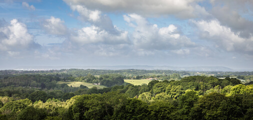 View of the south downs from firle to beachy head from the high weald crowhurst park east sussex south east England UK