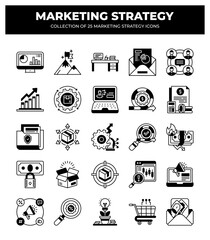 Collection of 25 Marketing Strategy Icons: A Visual Guide to Business Growth