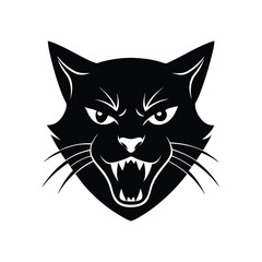 Obraz premium angry cat head icon silhouette on white background (3).eps