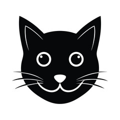 Fototapeta premium cartoon cat head icon silhouette on white backgrou (2).eps