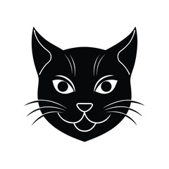 Fototapeta premium cat head with devil horns icon silhouette on white (2).eps