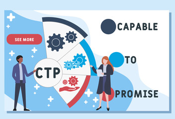 CTP - Capable to Promise acronym. business concept background. vector illustration concept with keywords and icons. lettering illustration with icons for web banner, flyer, landing