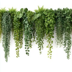 Hanging plants decoration arrangement on white background