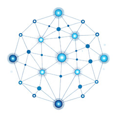 Interconnected Nodes Network Representing Data Flow and Communication