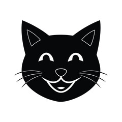 Fototapeta premium happy cat head icon silhouette on white background (1).eps