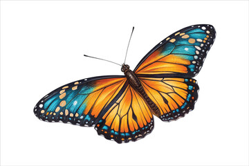 Fototapeta premium Colorful Monarch Butterfly Isolated on White Background