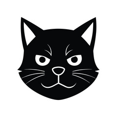 Fototapeta premium grumpy cat head icon silhouette on white backgroun.eps