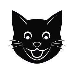 Obraz premium happy cat head icon silhouette on white background.eps