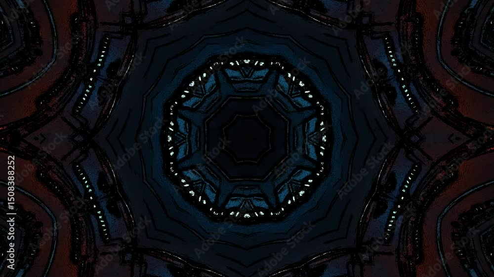 Aufkleber abstract geometric pattern with circular shapes and dark background, suitable for modern design