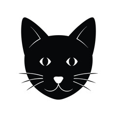 Fototapeta premium purring cat head icon silhouette on white backgrou (2).eps