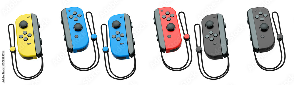 Poster realistic video game controllers console isolated on white background with clipping path