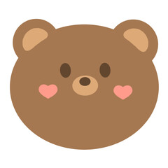 Adorable Cartoon Bear Face With Heart Cheeks