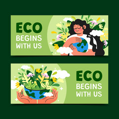 Eco Begins with us flat Horizontal Banner Set