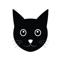 Obraz premium simple cat head icon silhouette on white backgroun (1).eps