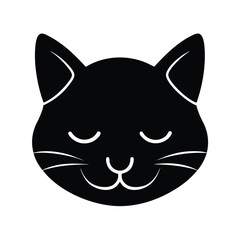 sleeping cat head icon silhouette on white backgro (2).eps