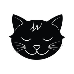 Obraz premium sleeping cat head with closed eyes icon silhouette (1).eps
