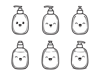 Baby shampoo vector line art