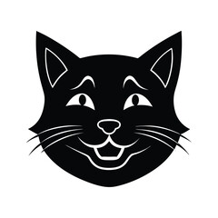 Obraz premium smiling cat head icon silhouette on white backgrou.eps