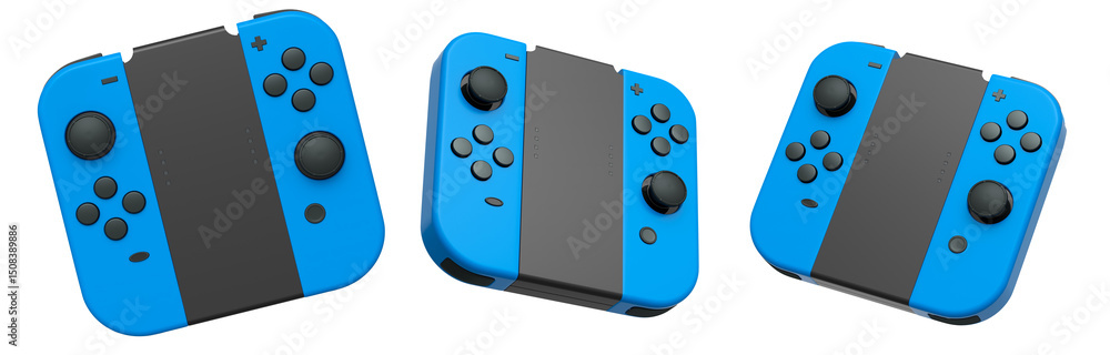 Poster realistic video game controllers console attached to mobile phone isolated on white background with 